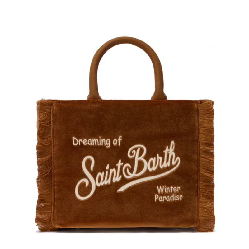 Дамска кафява чанта Vanity Velvet SAINT BARTH