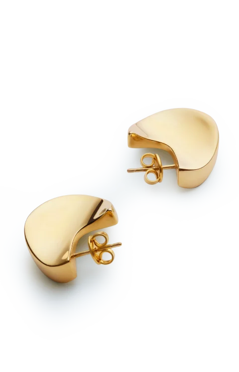 Small Disc Earrings in Yellow Gold — снимка 2
