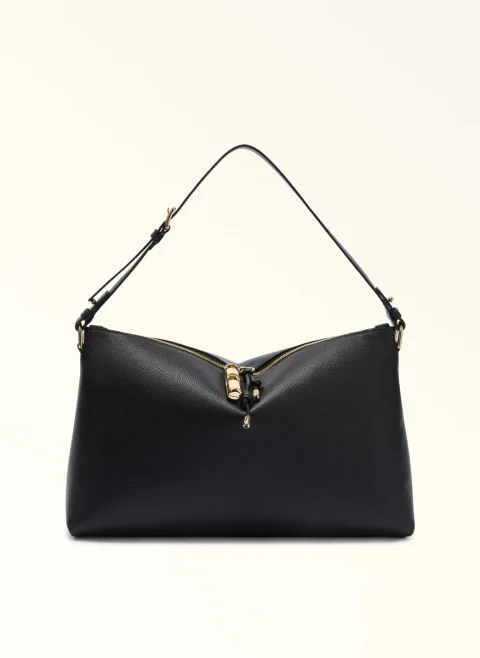 Кожена чанта Furla Debby Nero