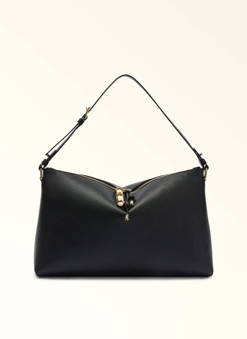 Кожена чанта Furla Debby Nero