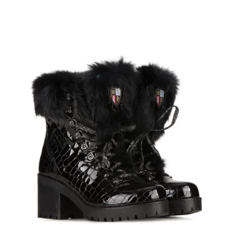 Дамски черни боти пух New Italia Shoes — снимка 9