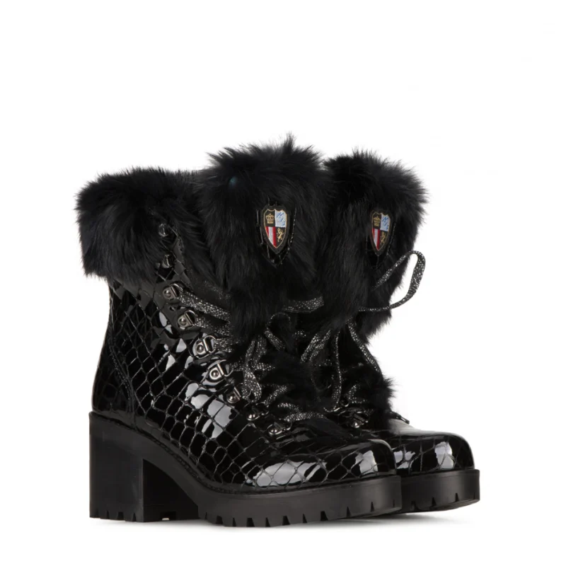 Дамски черни боти пух New Italia Shoes — снимка 9