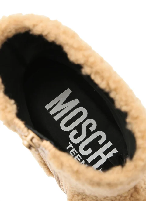 Боти с лого 'faux-shearling' Moschino Kids — снимка 3