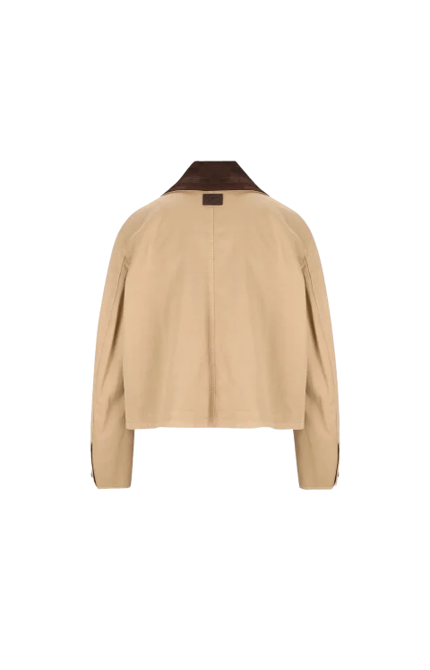 Short Cotton Parka in Beige — снимка 2