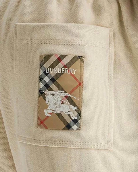 Check Label Cotton Shorts in Nutmeg — снимка 2