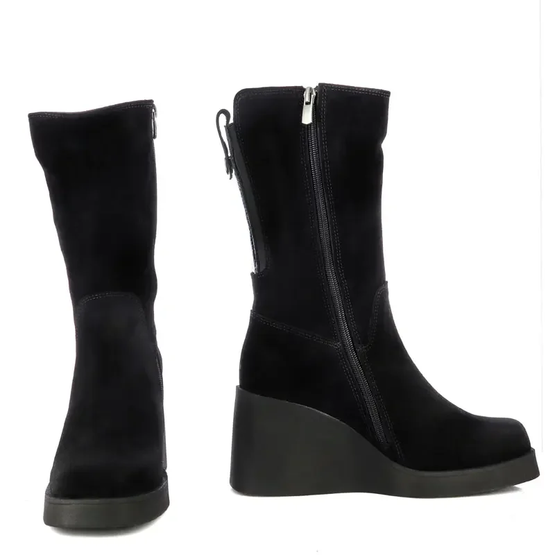 Дамски Боти На Платформа CARLO FABIANI – 057-2501 BLACK NUBUCK — снимка 5