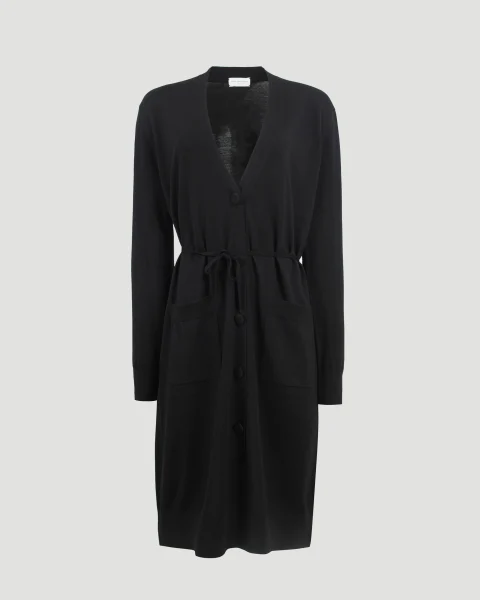 Merino Wool Cardigan in Black