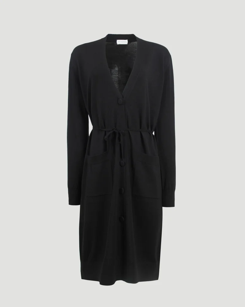 Merino Wool Cardigan in Black