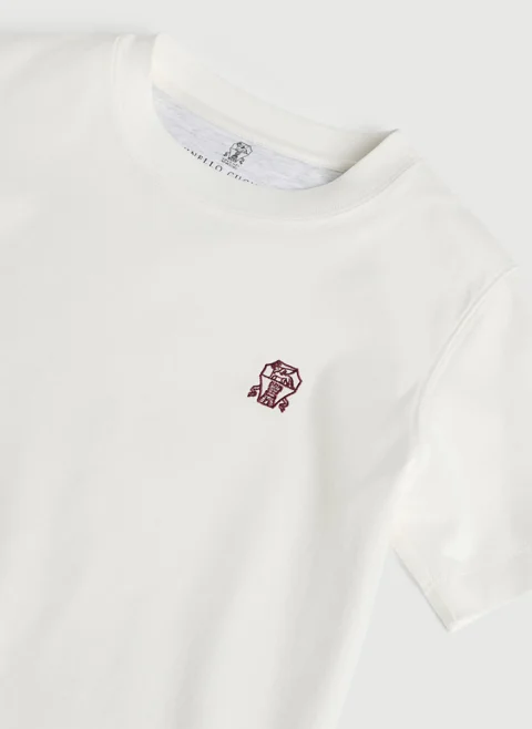 Тишърт с бродерия Brunello Cucinelli Kids 8-10 — снимка 6
