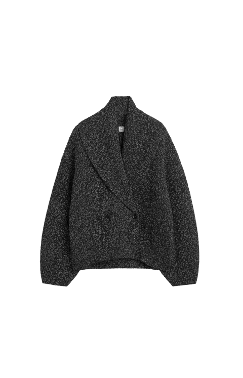 Shawl-Lapel Cardigan in Black/White