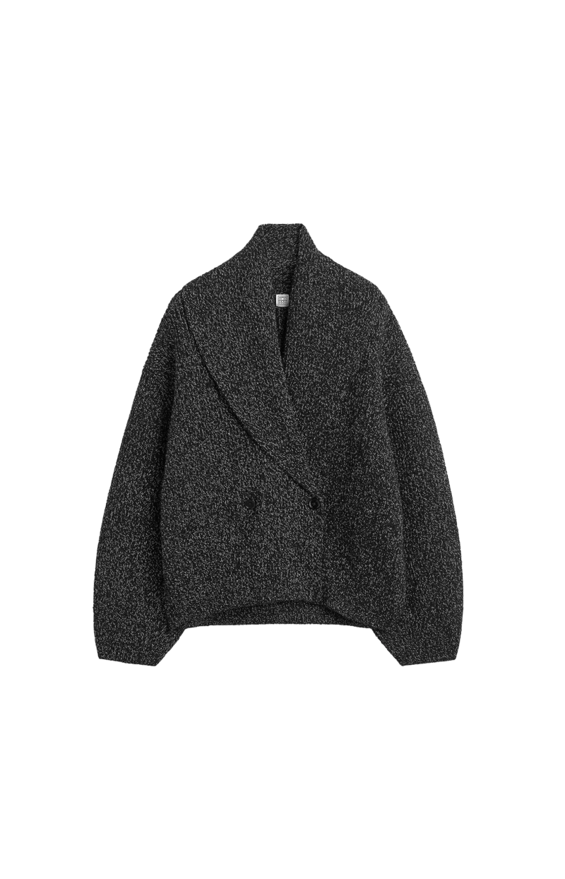 Shawl-Lapel Cardigan in Black/White