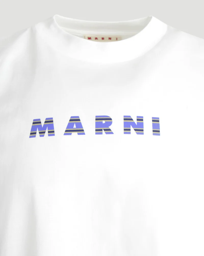 White Cotton T-Shirt with Label — снимка 2