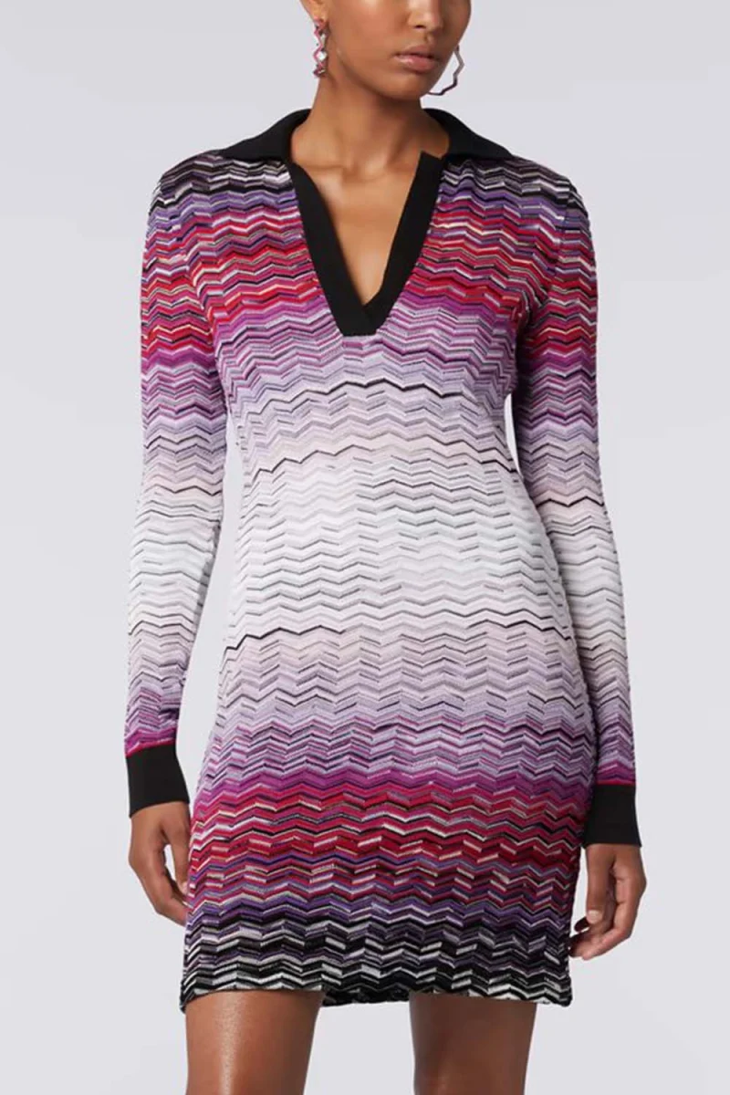 Рокля Cotton Degrade' Chevron DS23WG24-BK025Z sm91k-multicolor red-black-blue — снимка 2