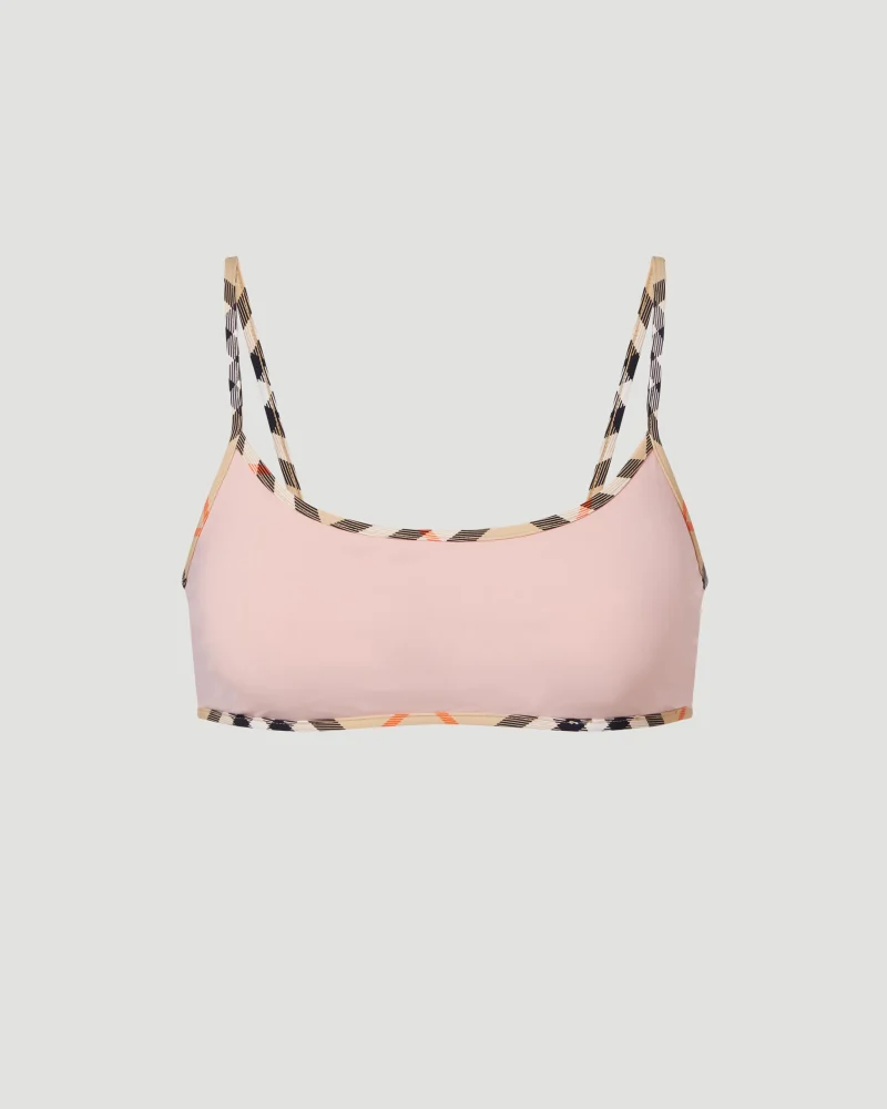 Check Trim Bikini Top in Begonia Pink
