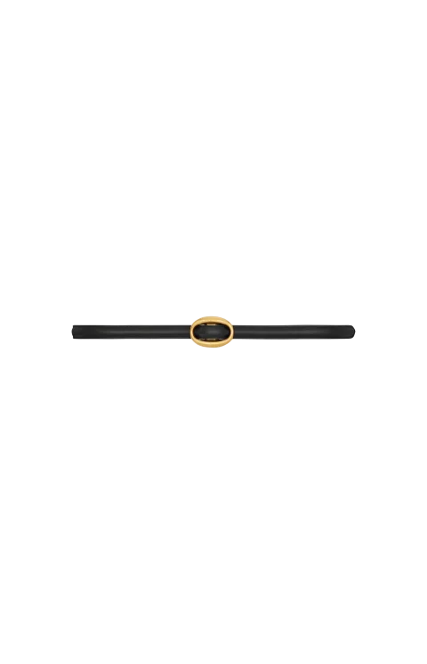 Oval Buckle Thin Reversible Belt in Smooth Leather in Black/Clay