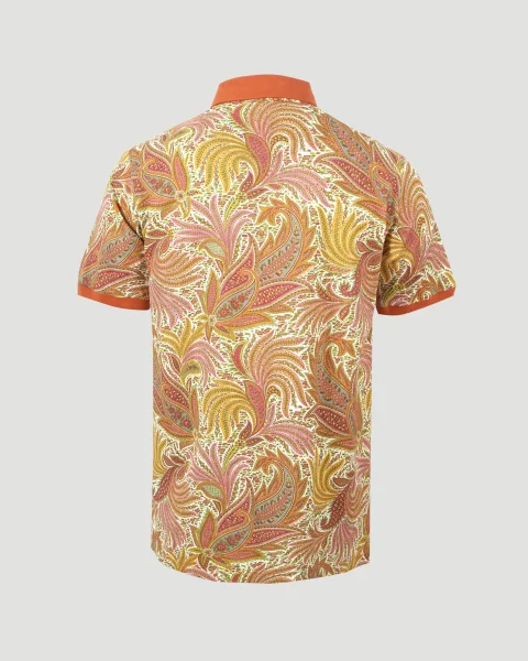 Paisley Jacquard Polo Shirt in Orange — снимка 3