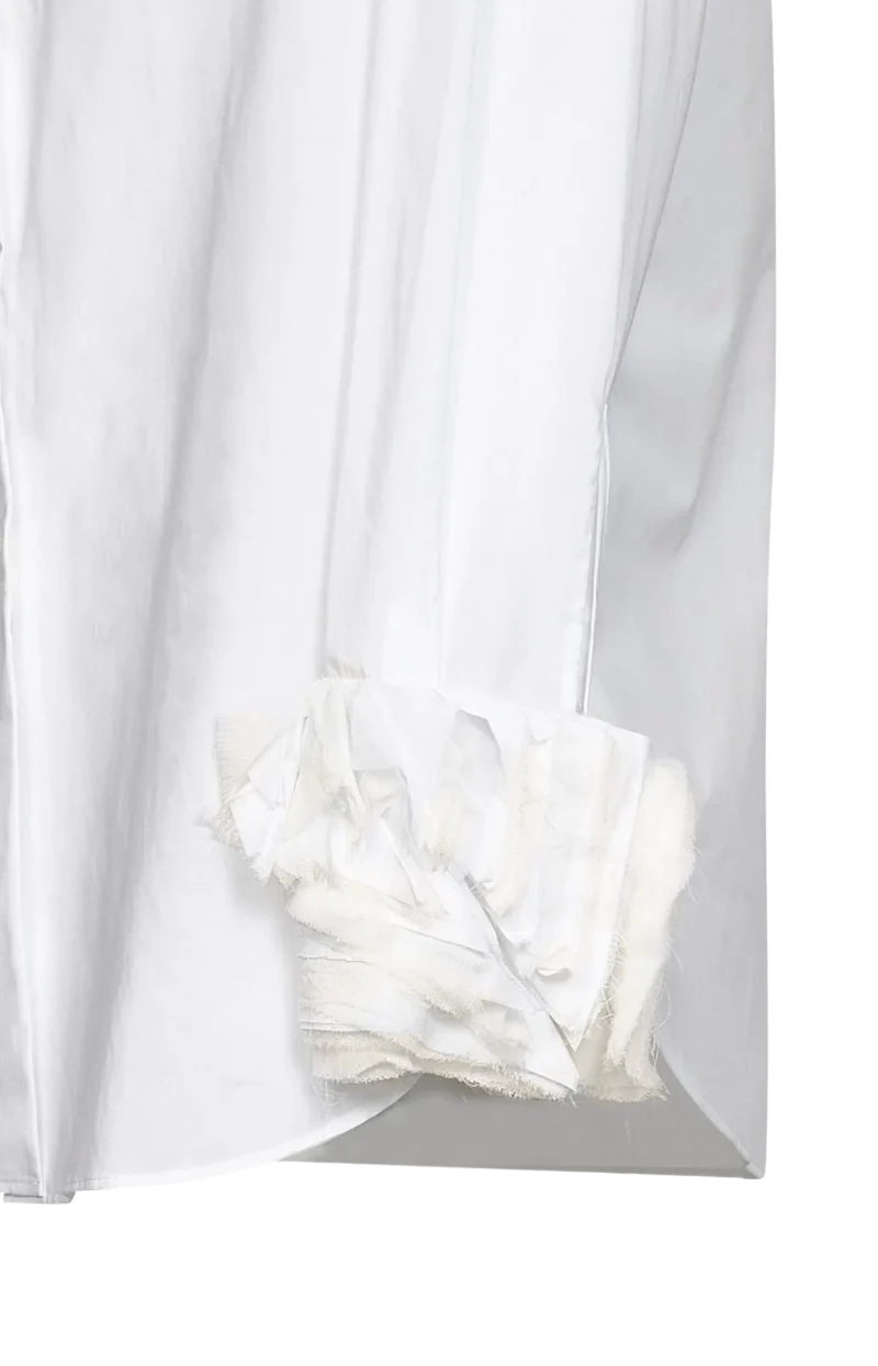 Cotton Shirt with Multi-Layered Cuffs in Optic White — снимка 2