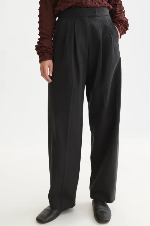 Панталон Quinn Mid Rise Wide Leg Gabardine ULH01704F 014 meteorite — снимка 2