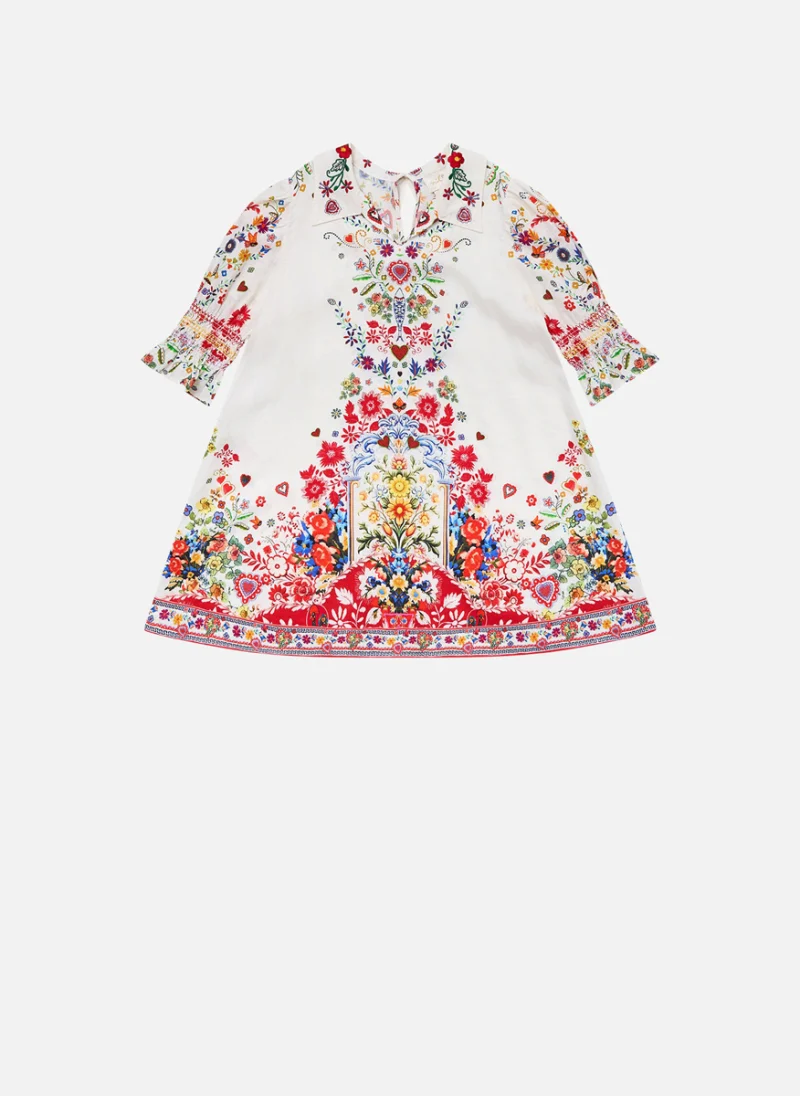 Рокля с лен 'Faith, luck & justice' Camilla Kids — снимка 2