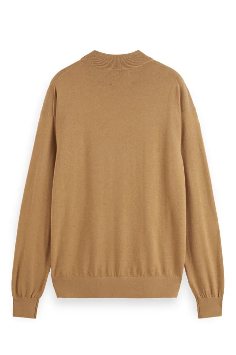 Плетено Core-Dropped Shoulder Mock Neck 179184 SC1566 light camel — снимка 2