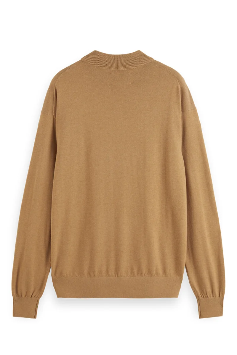 Плетено Core-Dropped Shoulder Mock Neck 179184 SC1566 light camel — снимка 2