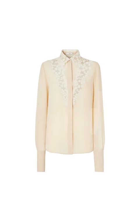 Silk Georgette Shirt in Beige
