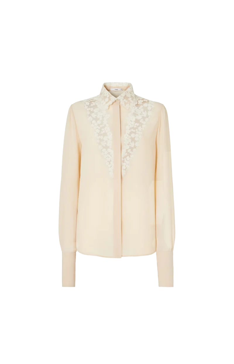 Silk Georgette Shirt in Beige