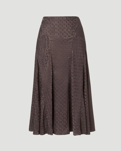 Skirt in Brown Jacquard FF Silk