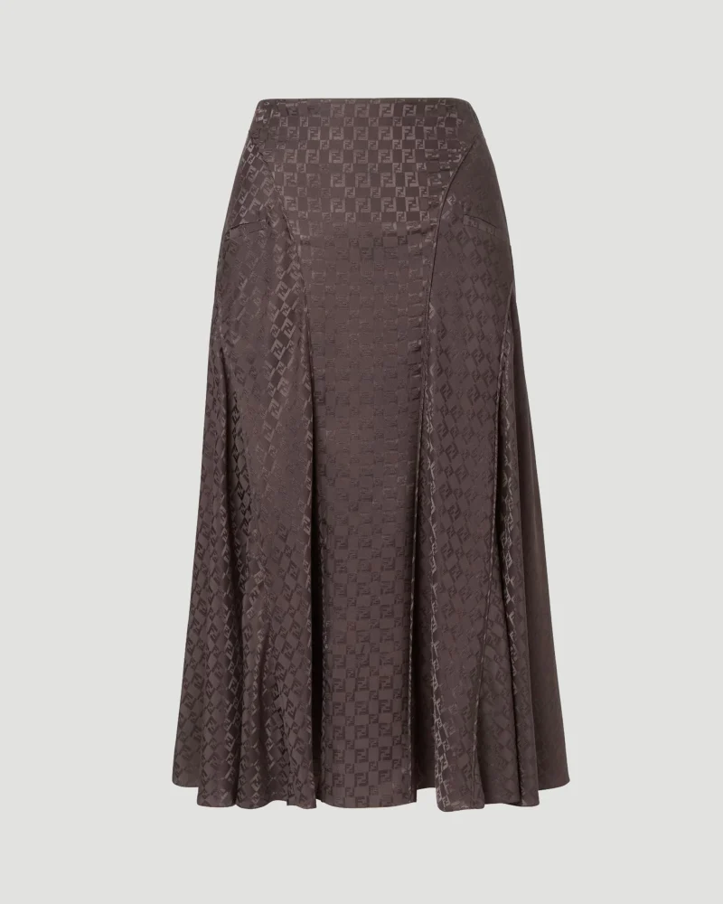Skirt in Brown Jacquard FF Silk