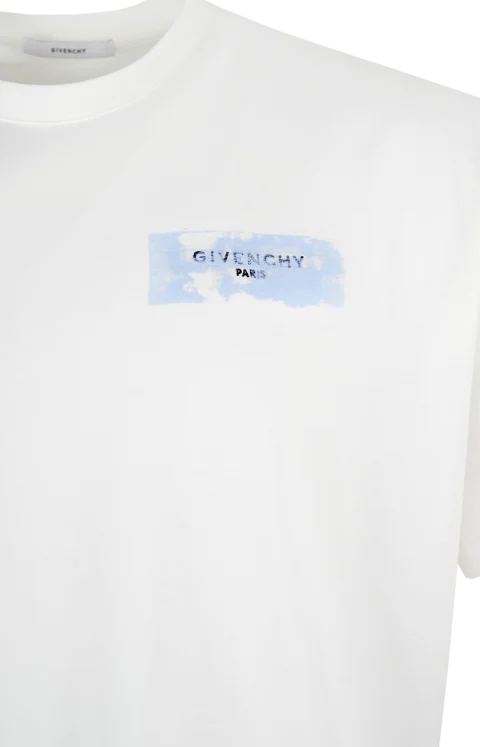 Givenchy Logo Printed Crewneck T-Shirt in White — снимка 2