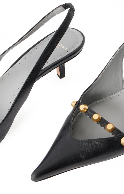 Midnight City Leather Slingback Pumps in Black — снимка 3