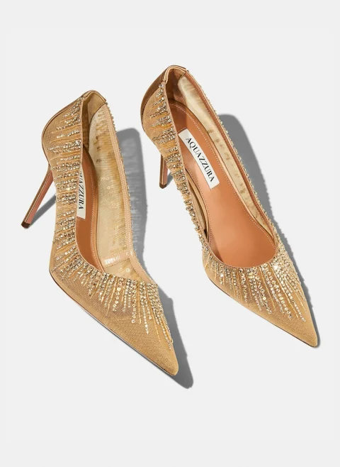 Обувки на ток с декоративни кристали 'Soft Sky' Aquazzura — снимка 5