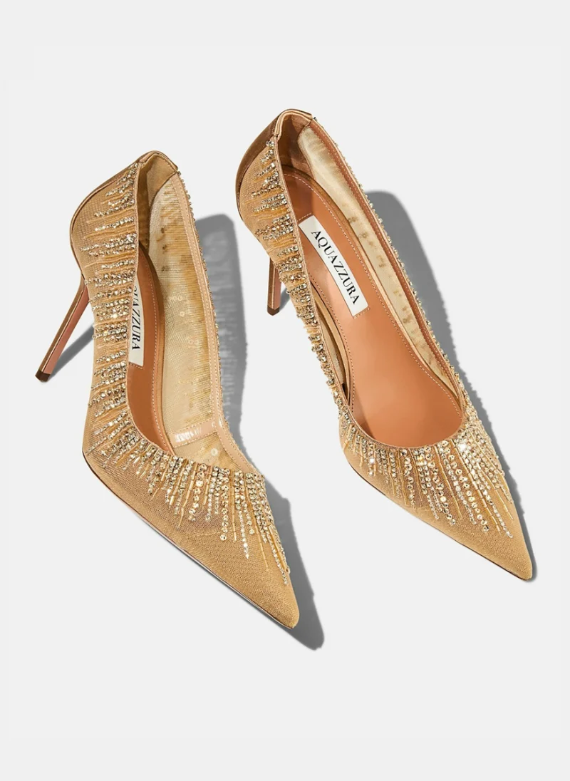 Обувки на ток с декоративни кристали 'Soft Sky' Aquazzura — снимка 5