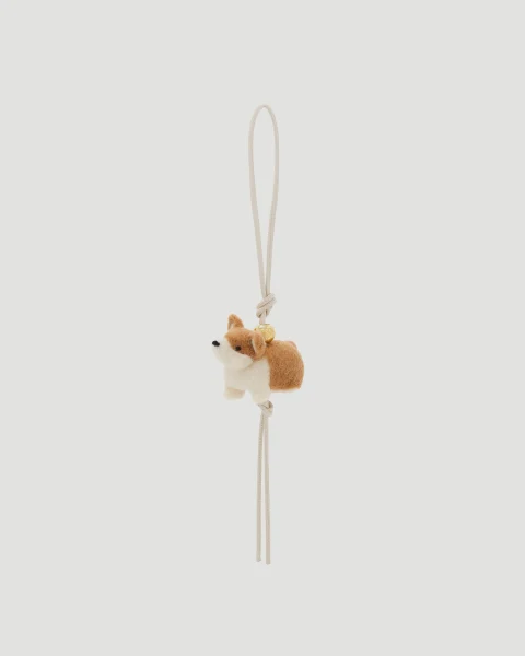 Corgi Charm in Felt and Calfskin