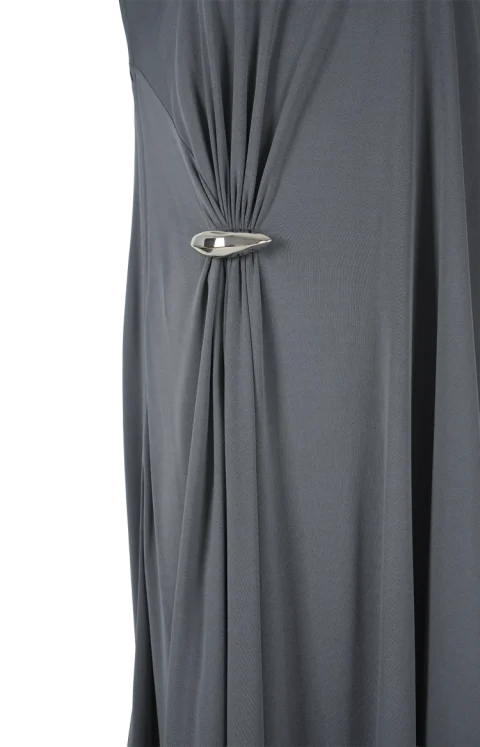 Crepe Viscose Jersey Dress in Harbor Grey — снимка 3