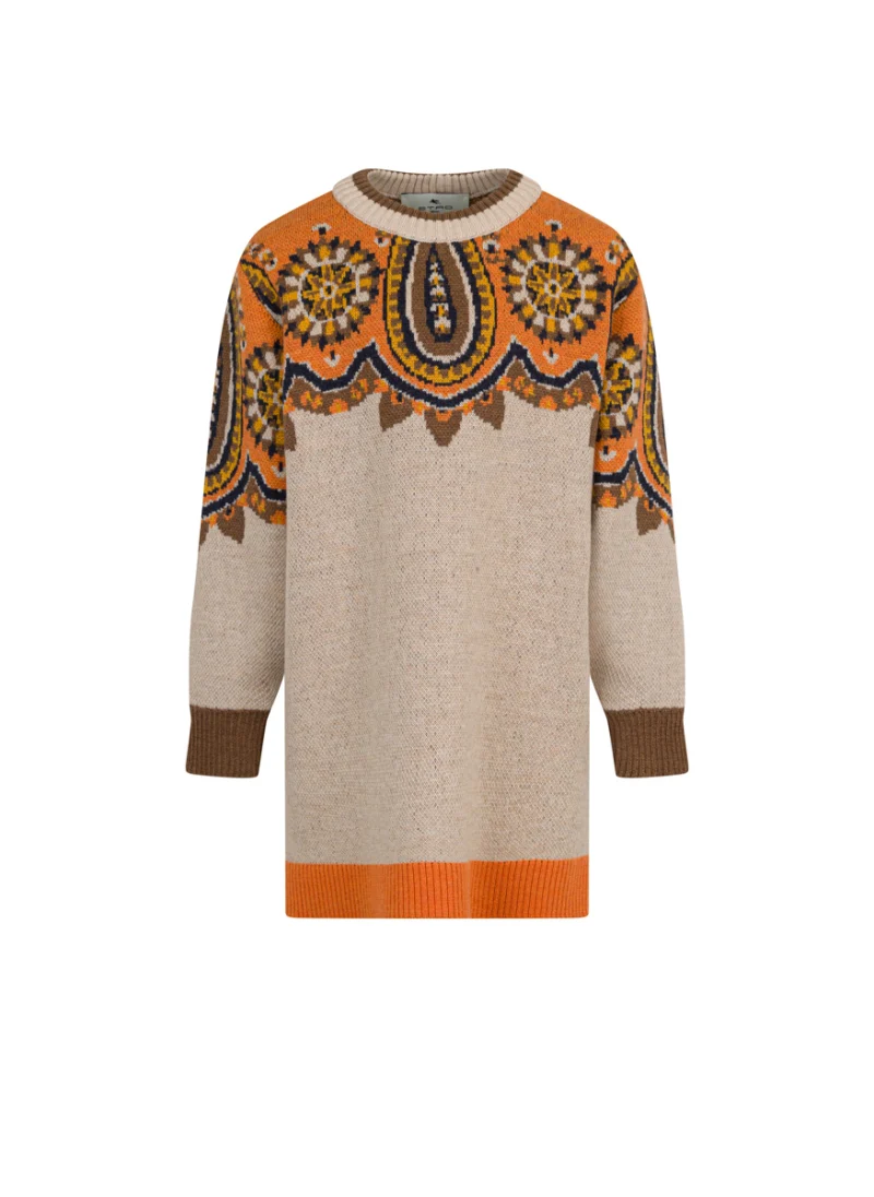 Рокля от вълна с контрастни детайли Etro Kids