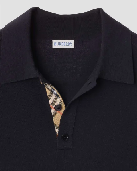 Wool Polo Shirt in Navy — снимка 2