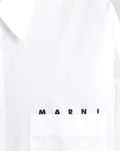White Poplin Shirt with Logo — снимка 2