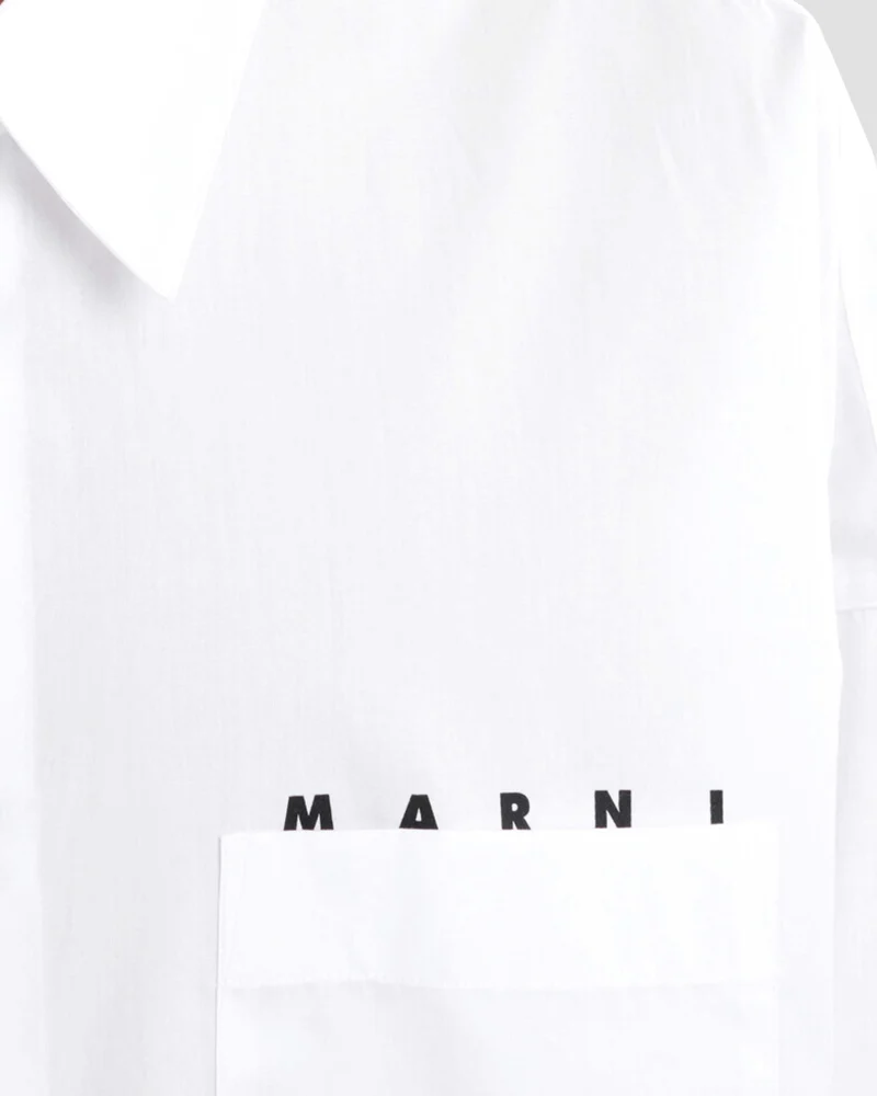 White Poplin Shirt with Logo — снимка 2