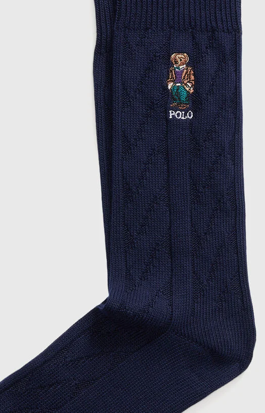 Тъмносини чорапи с Polo Bear бродерия — снимка 2