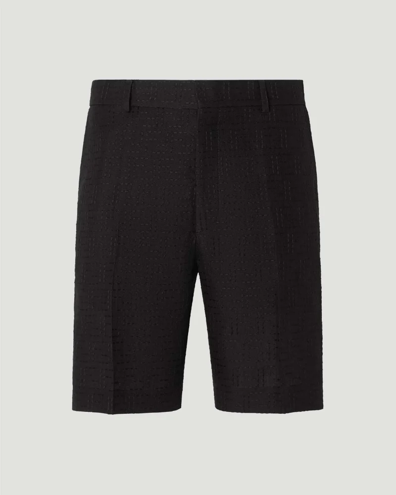 Linen Blend FF Jacquard Shorts in Black
