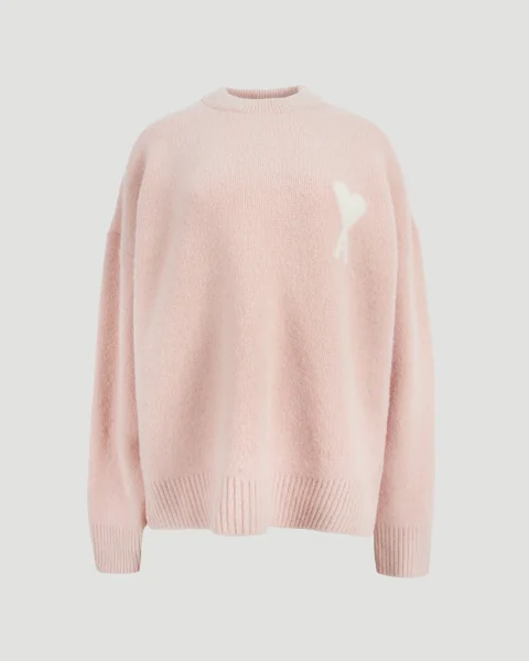 Alpaca Ami de Coeur Crewneck Sweater in Pink