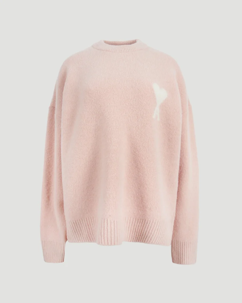 Alpaca Ami de Coeur Crewneck Sweater in Pink