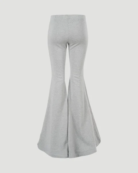 Cotton Flared Pants in Light Grey — снимка 2