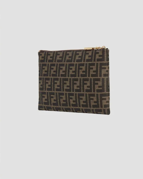 Medium Flat Baguette Pouch in Brown FF Jacquard — снимка 2