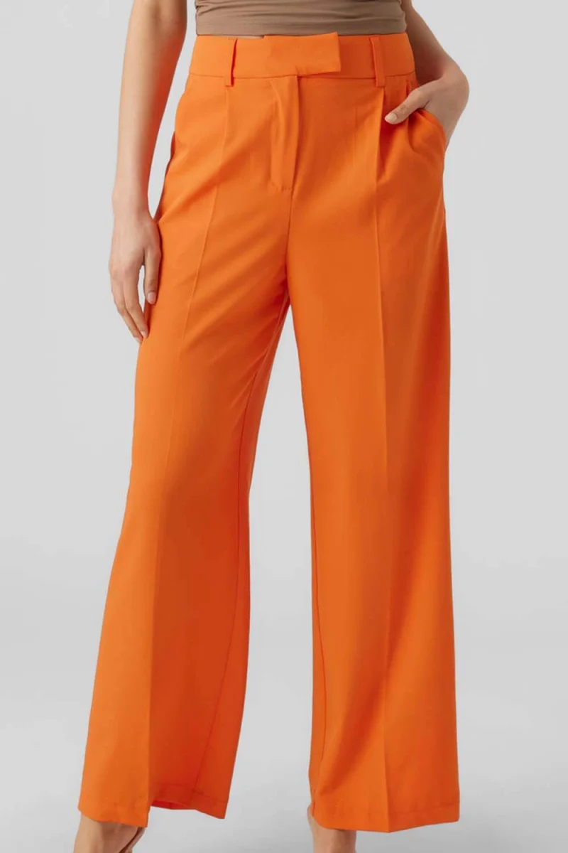 Панталон Vmzelda Hr Wide Pant 10286139 17-1361 TCX scarlet ibis — снимка 2