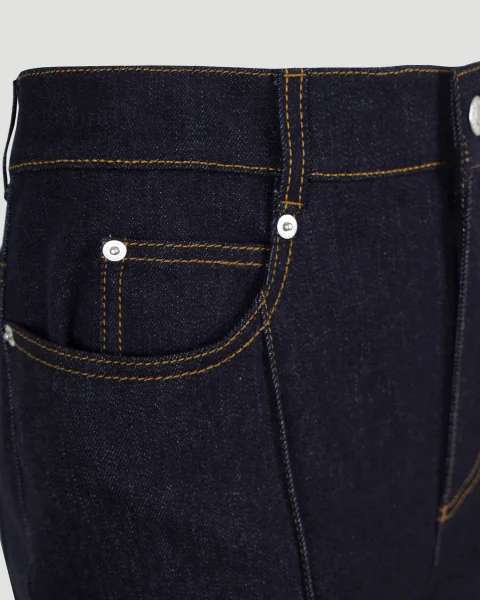 High-Waisted Straight Leg Jeans in Dark Denim — снимка 4