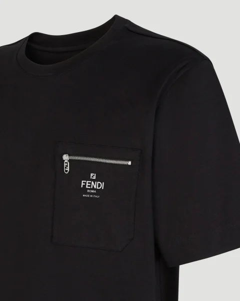 Cotton T-Shirt in Black — снимка 3