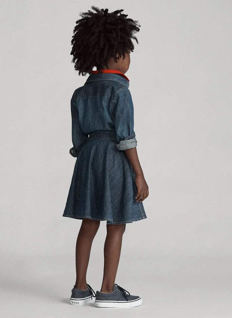 Рокля-риза от деним Ralph Lauren Kids 2-7 — снимка 3