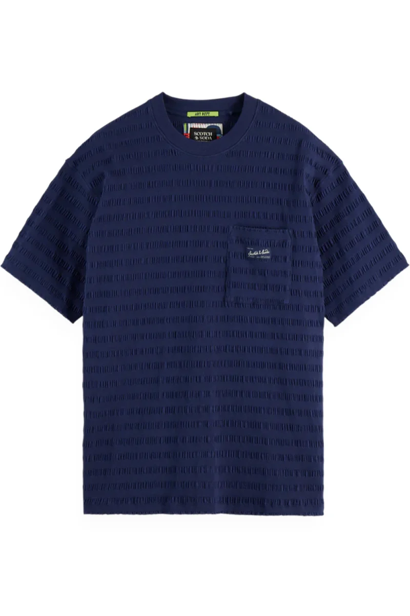 T-Shirt Relaxed-Fit Horizonal Textured 181569 401 peacoat
